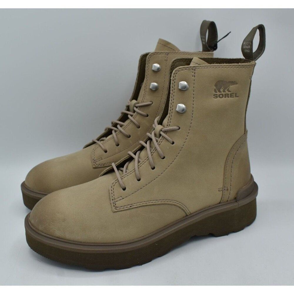 Sorel Women Size‎ 10 Hi Line Lace Platform Taupe Leather Waterproof Combat Boots